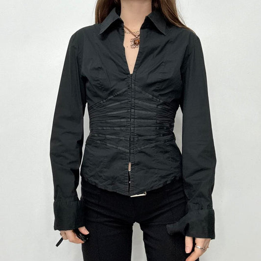 Black cinched corset shirt