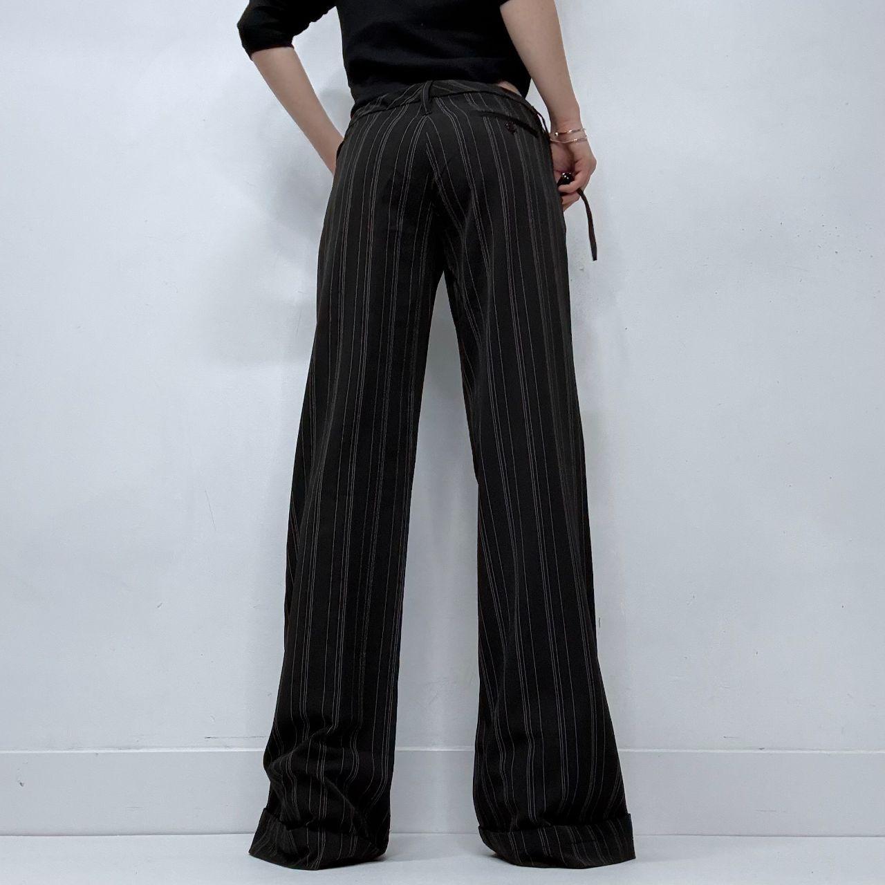 Black flared pinstripe trousers