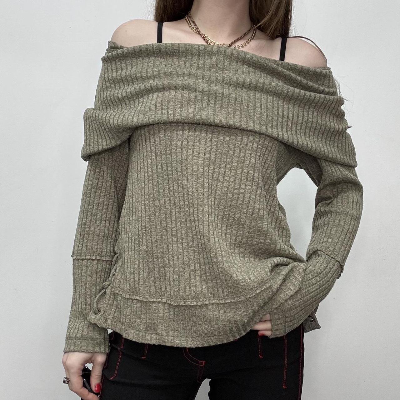 Slouchy off the shoulder ribbed jumper