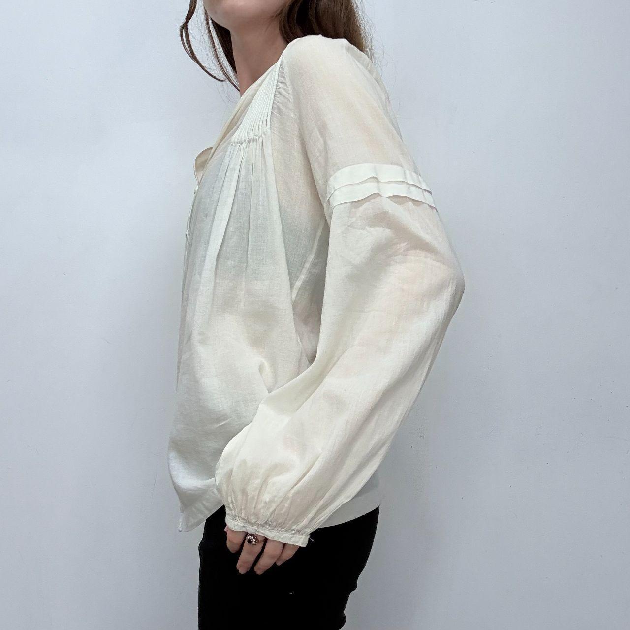 Cream pleated flared boho shirt