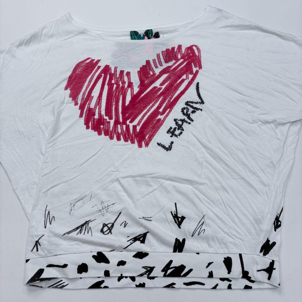 Graphic slouchy wide neck t-shirt