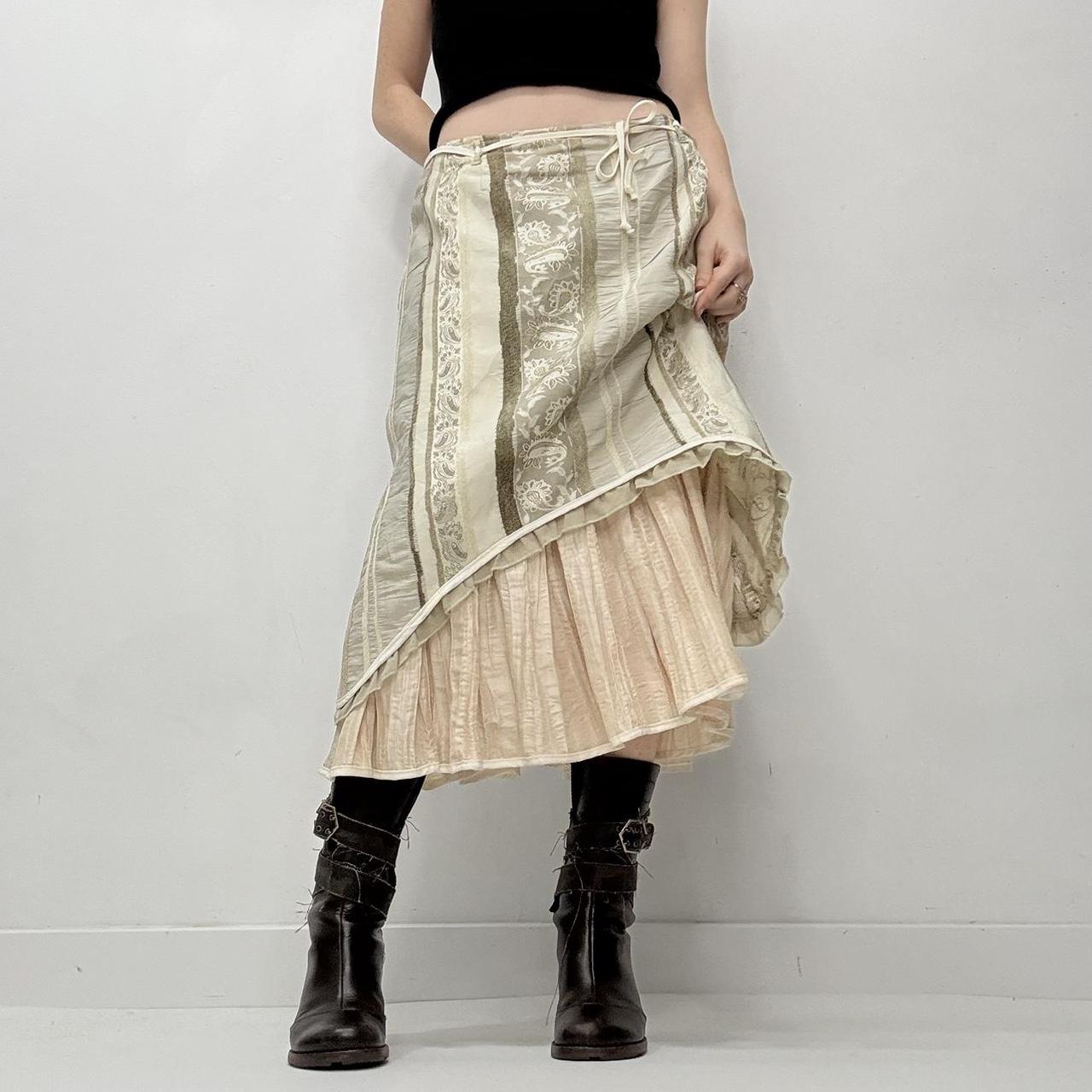 Striped pleated midi skirt