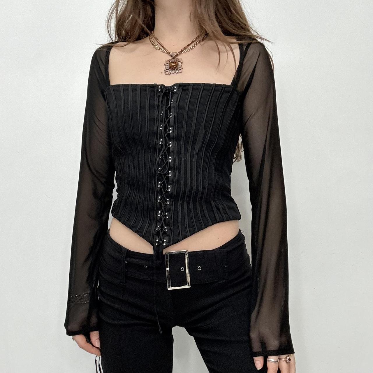 Black structured corset shirt