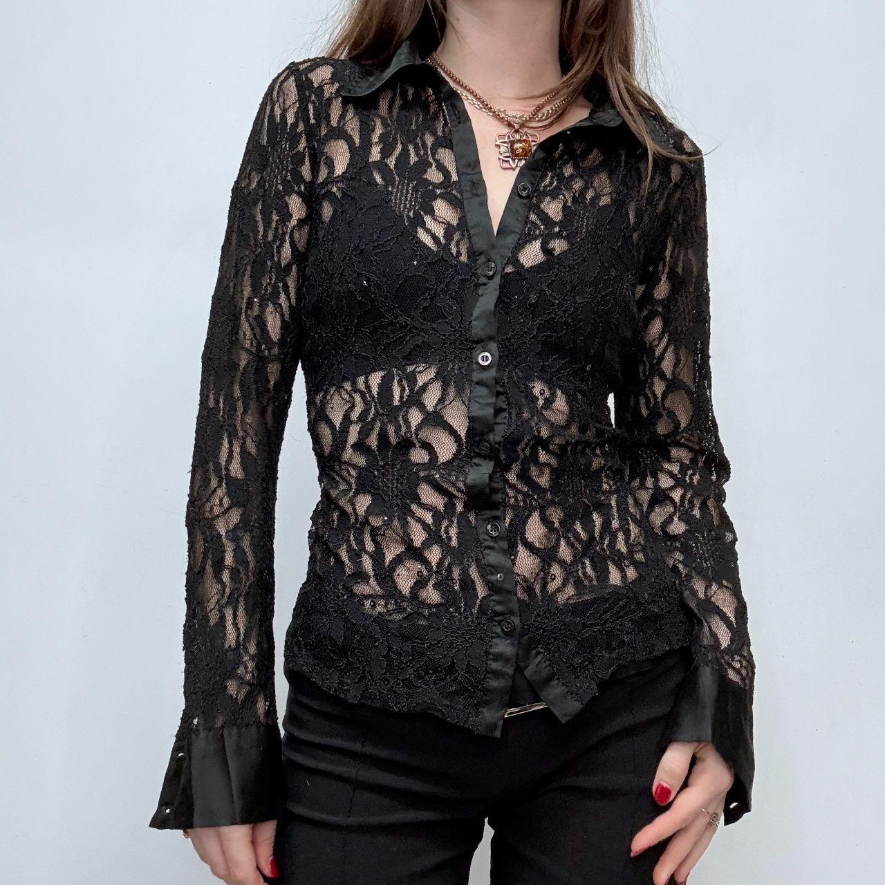 Sheer lace flared gothic shirt