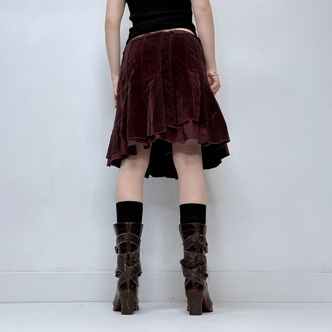 Red velvet pleated corset skirt