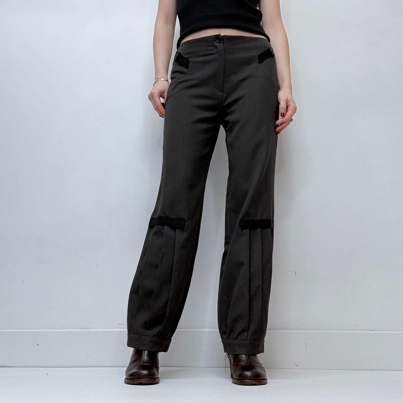 Pleated grey low-rise puff trousers