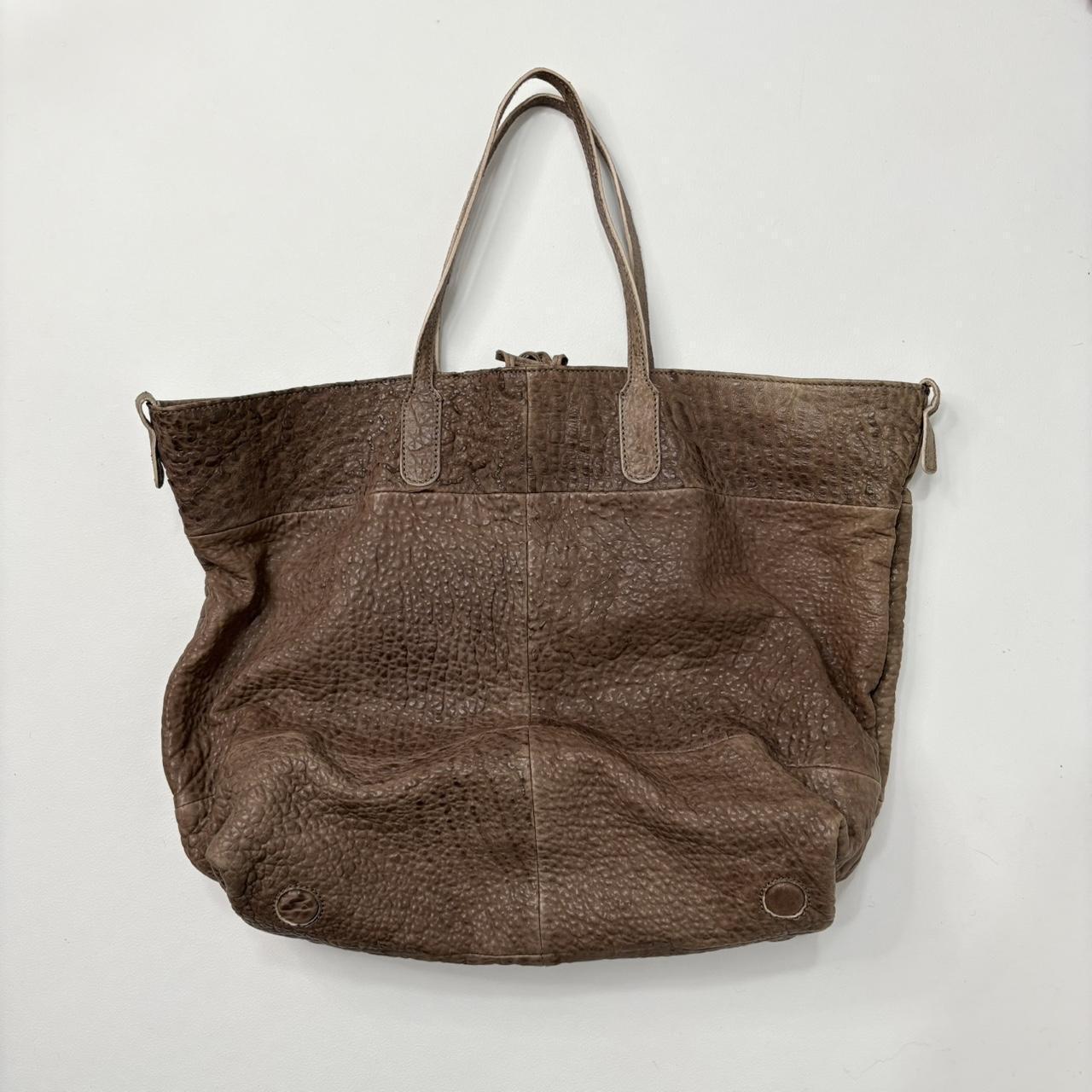 Large tan slouchy leather bag