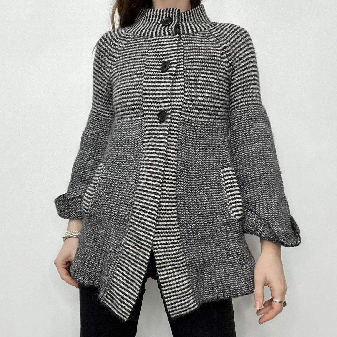 Striped knit wool pea coat sweater