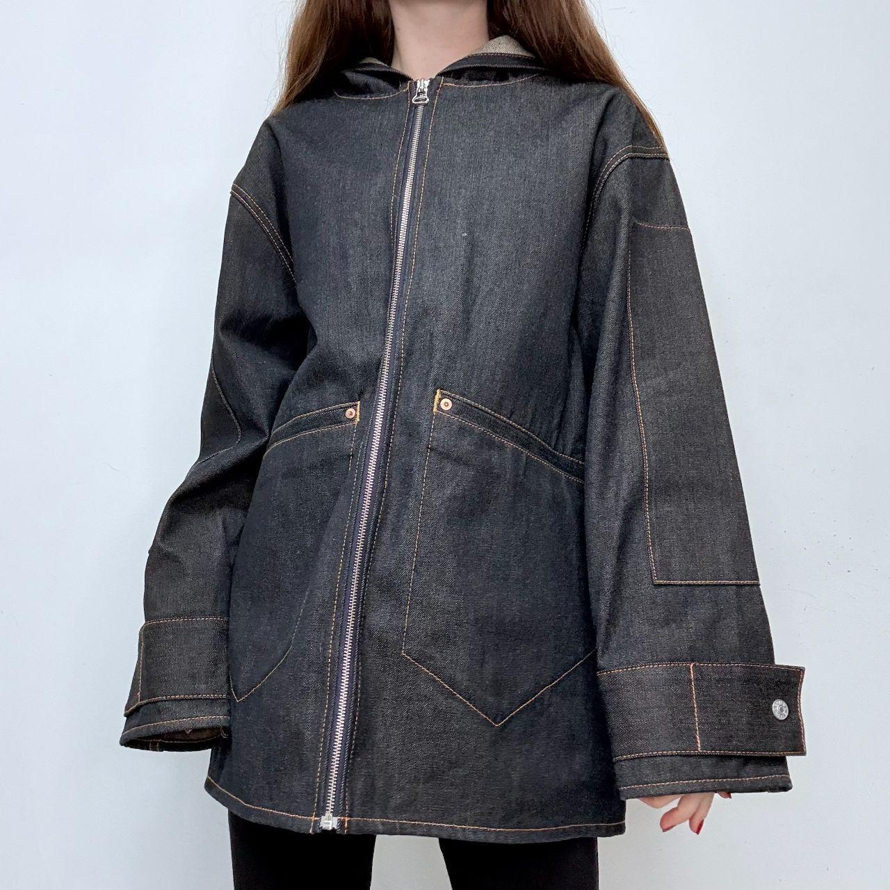 Salvage dark denim Evisu zip hoodie jacket
