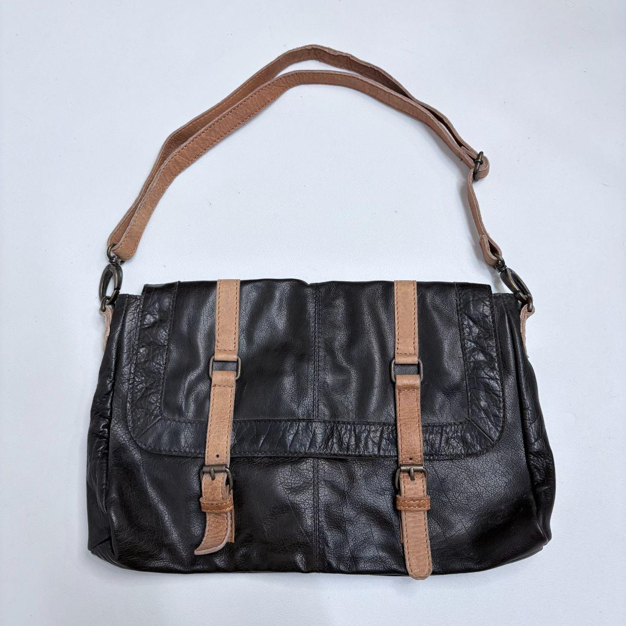 Black buckle leather bag
