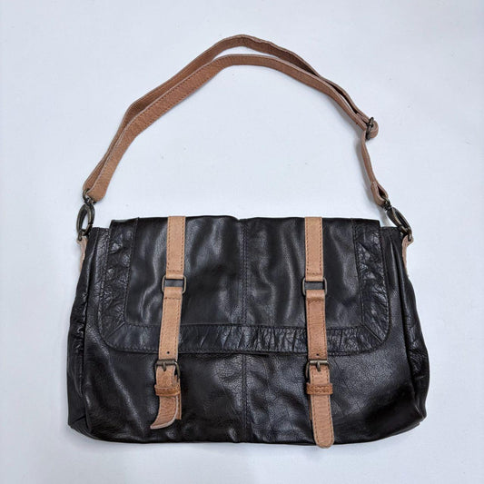 Black buckle leather bag