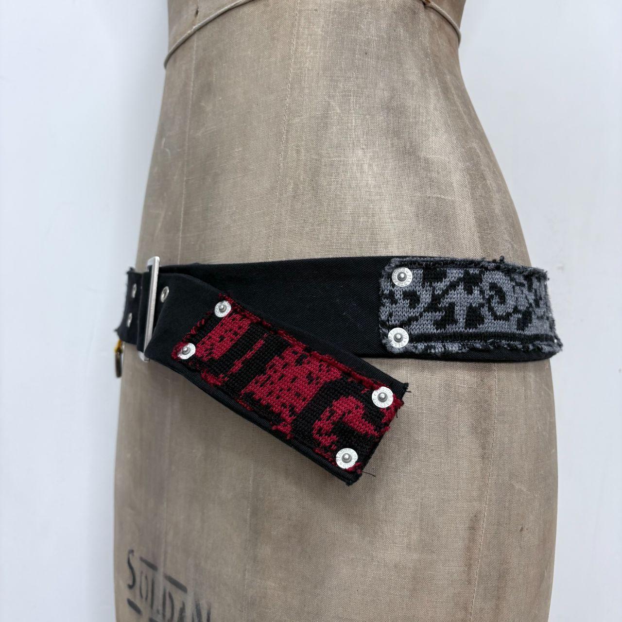 Black grunge patchwork belt