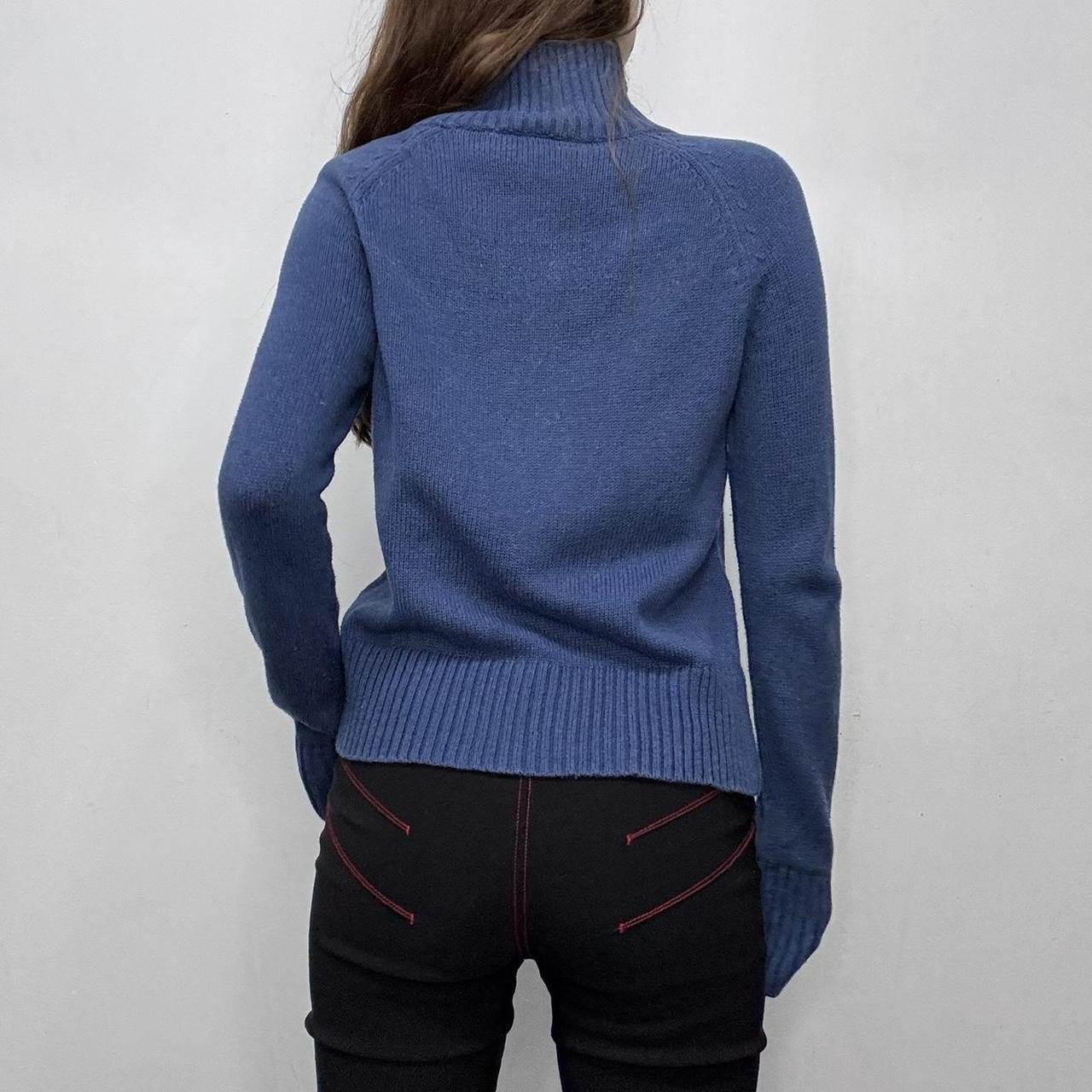 Blue zip up knit cardigan
