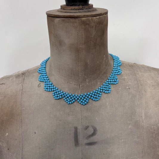 Blue beaded collar necklace