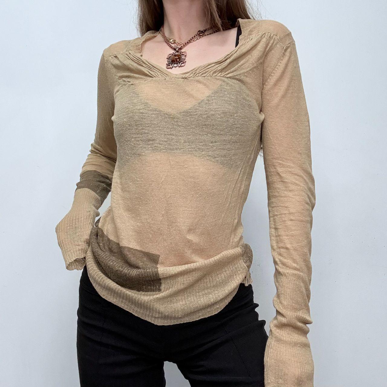 Sheer slouchy linen sheer knit top