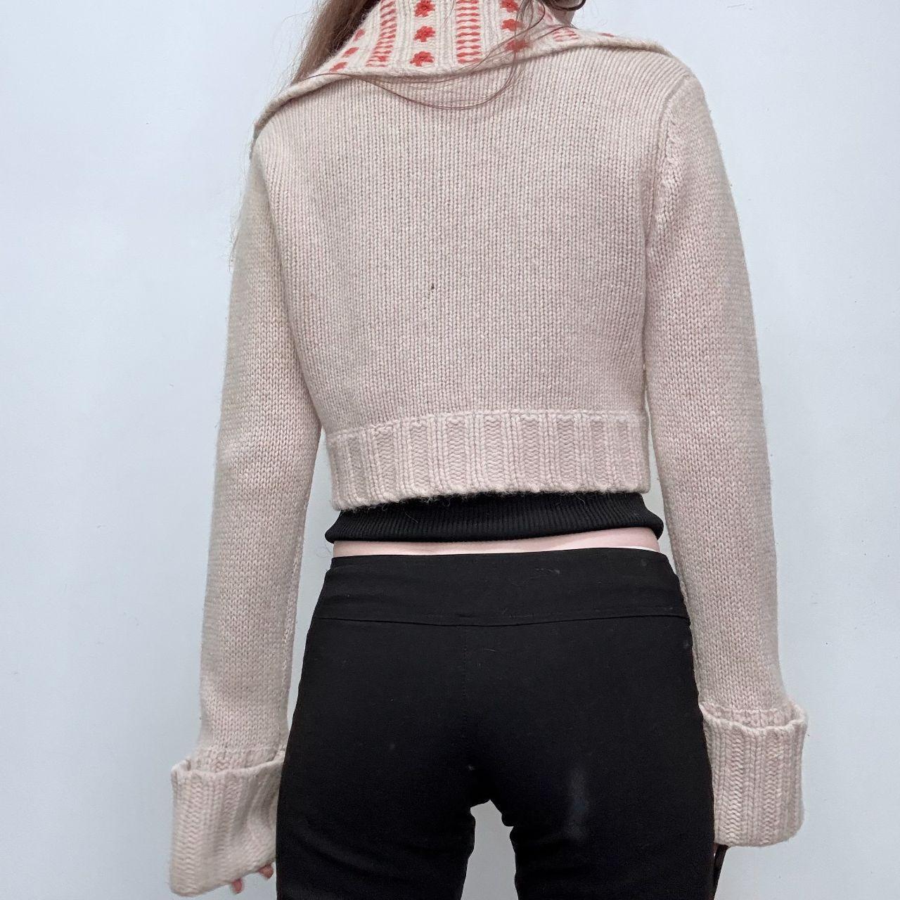 Cropped brown wool boho cardigan