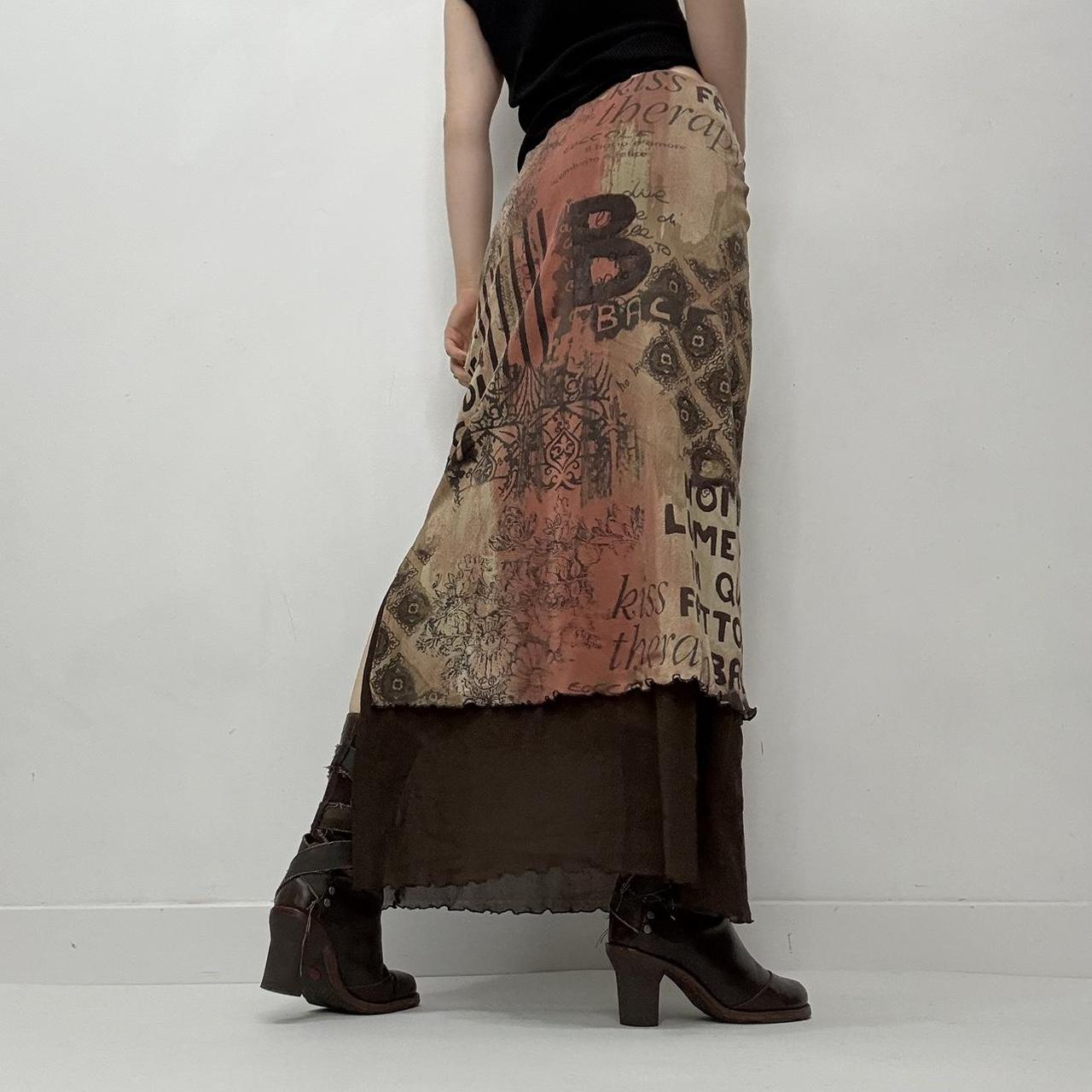 Sheer mesh graphic grunge y2k skirt