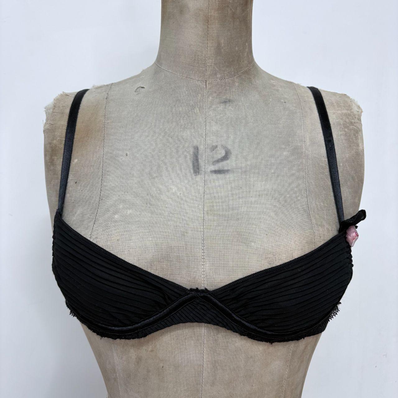 Pleated black sheer french bra