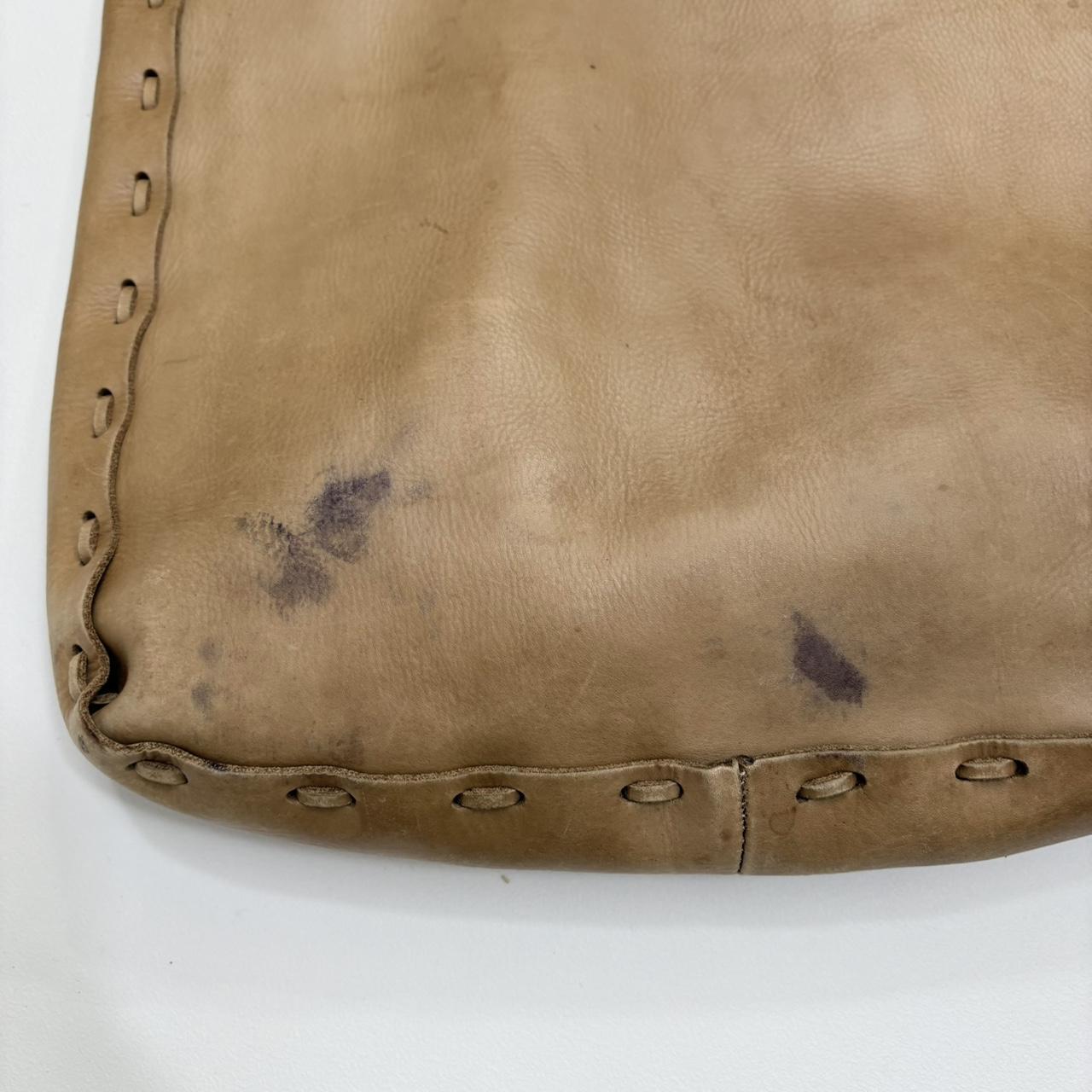 Tan leather woven tote bag