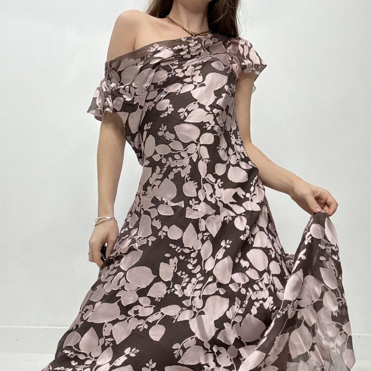 Slouchy silk cowl neck flutter dress