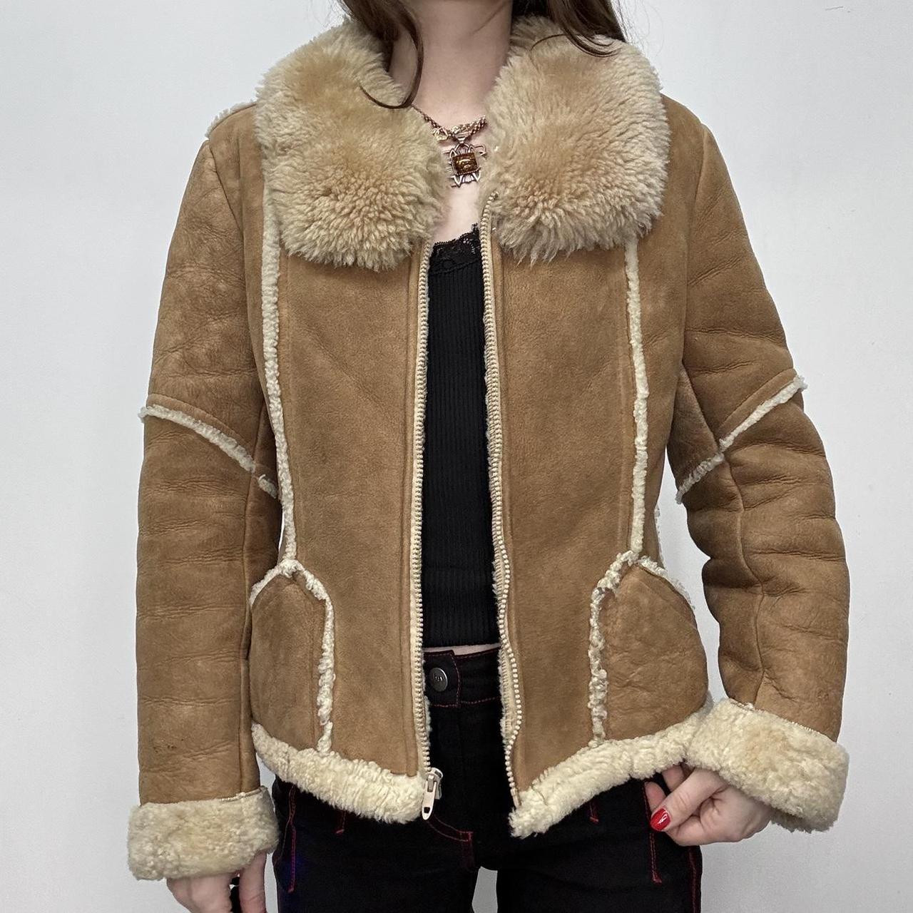 Tan suede sheepskin coat