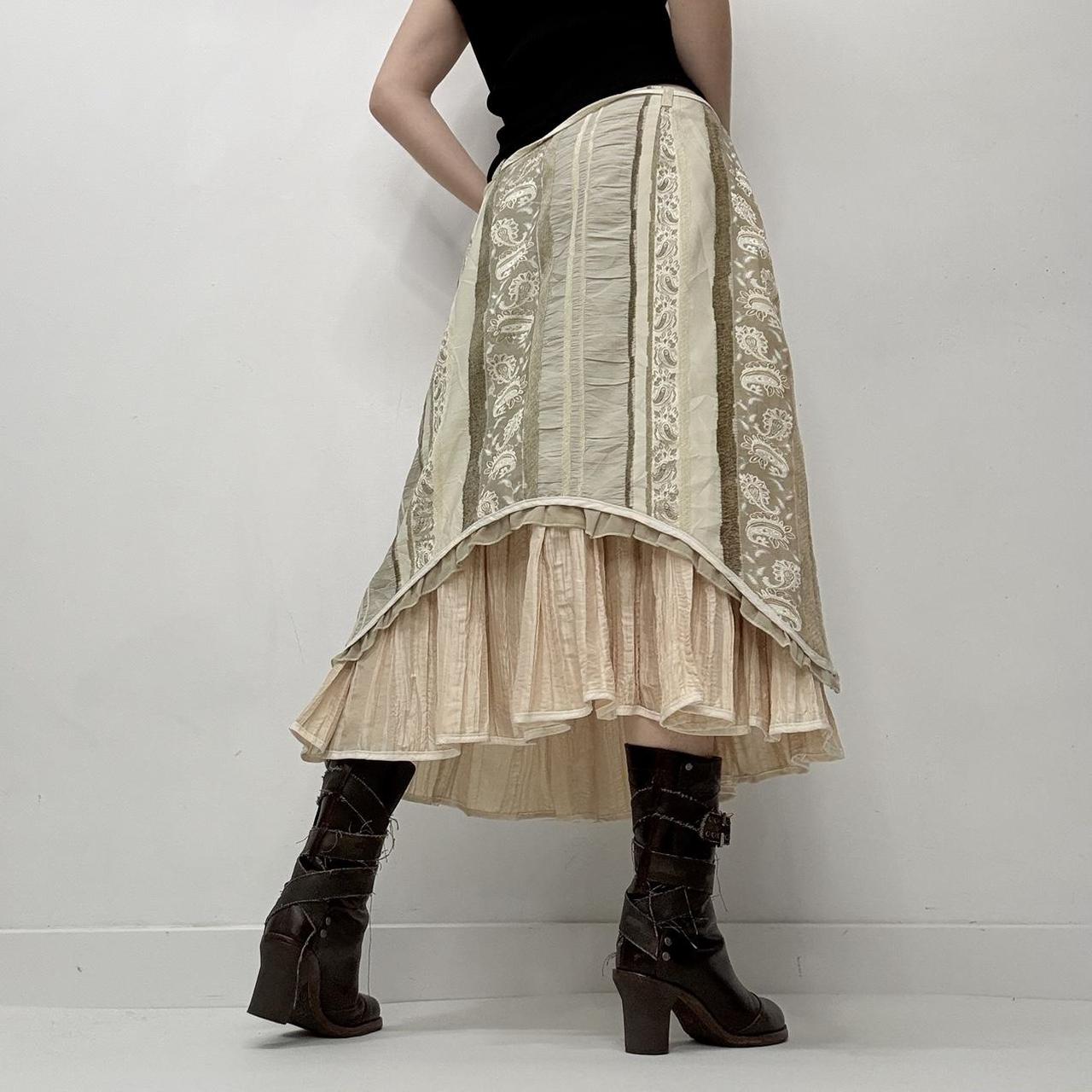 Striped pleated midi skirt