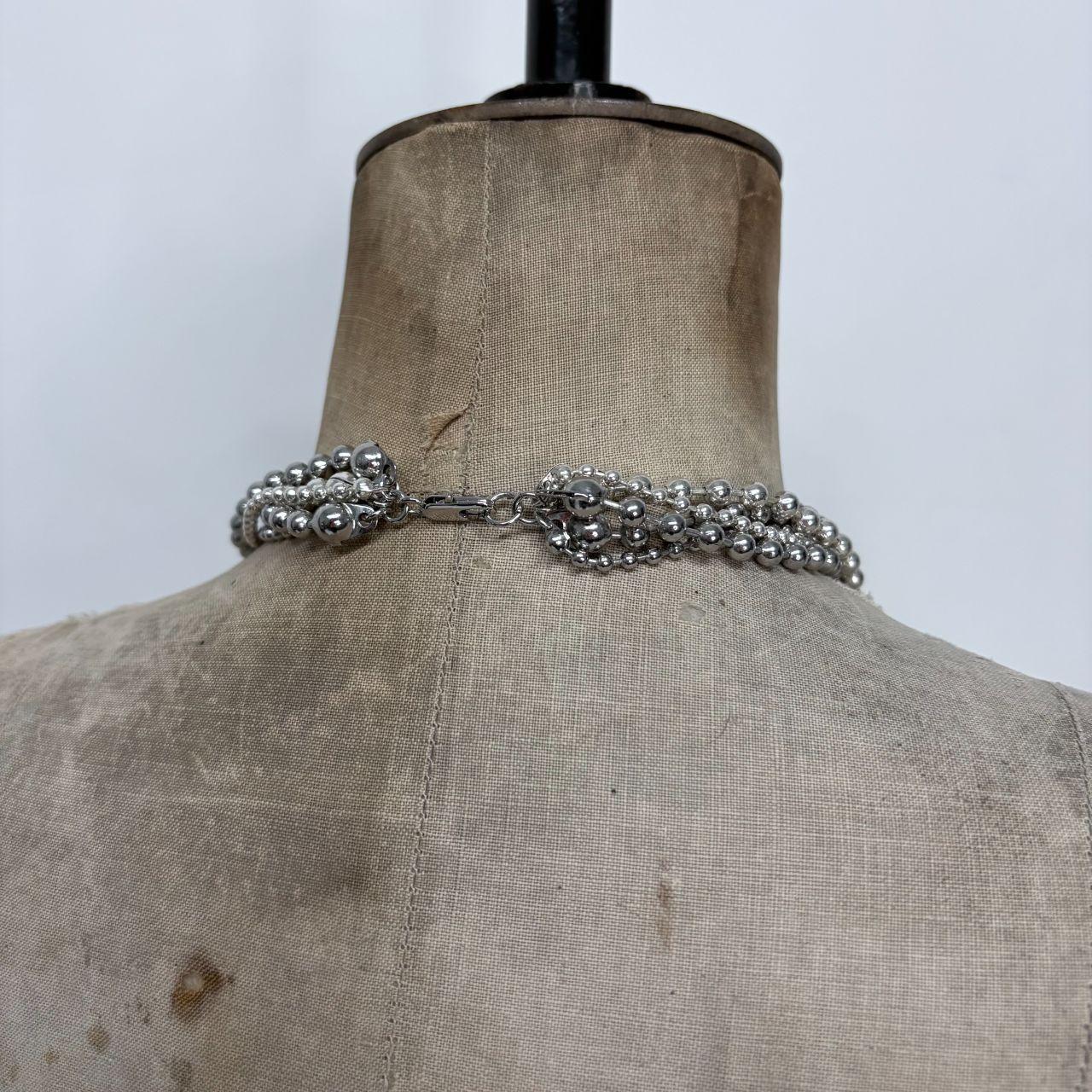 Silver ball layered chain necklace