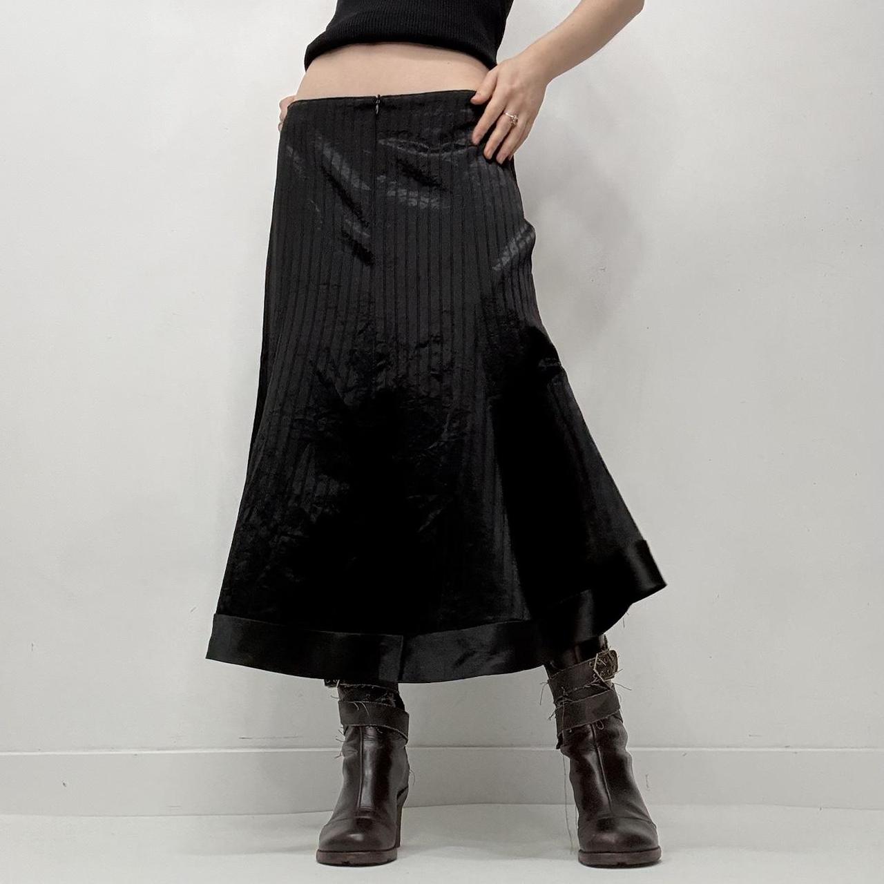 Black satin pinstripe skirt
