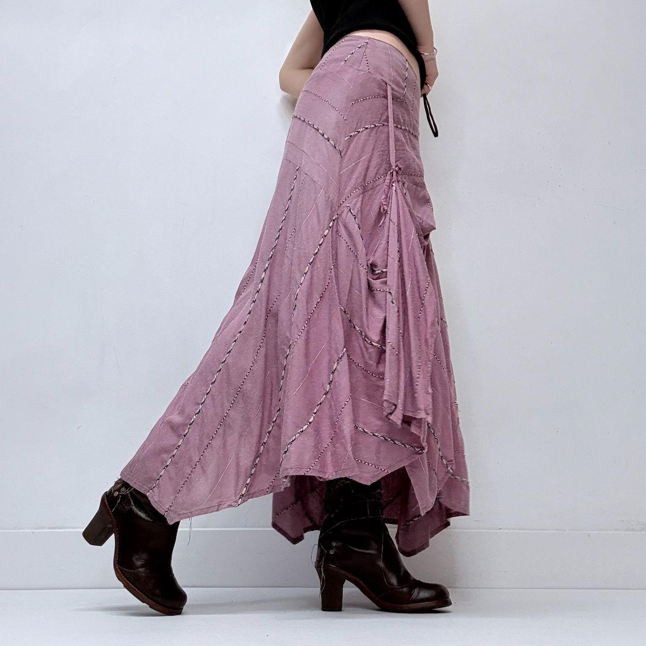 Pink layered drape fairy maxi skirt
