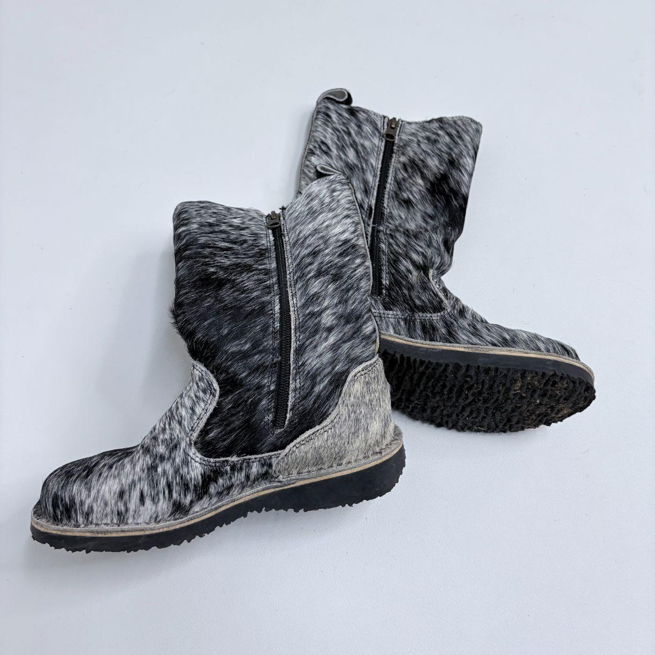 Cow hide pony hair boots