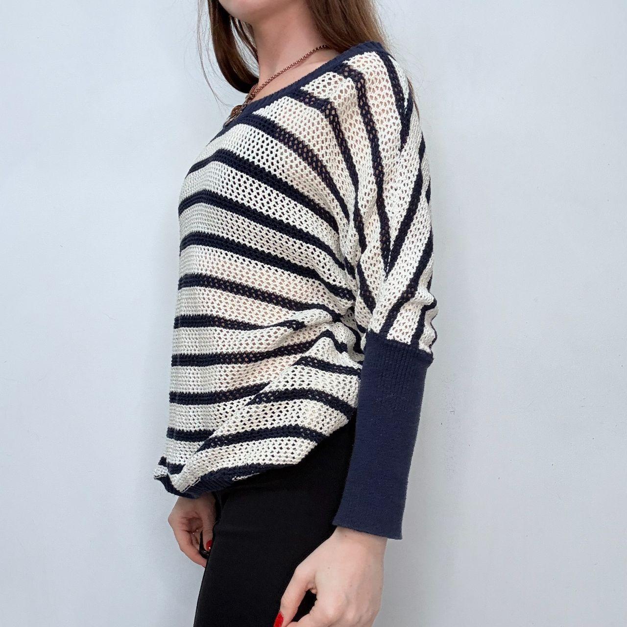 Sheer knit slouchy striped jumper