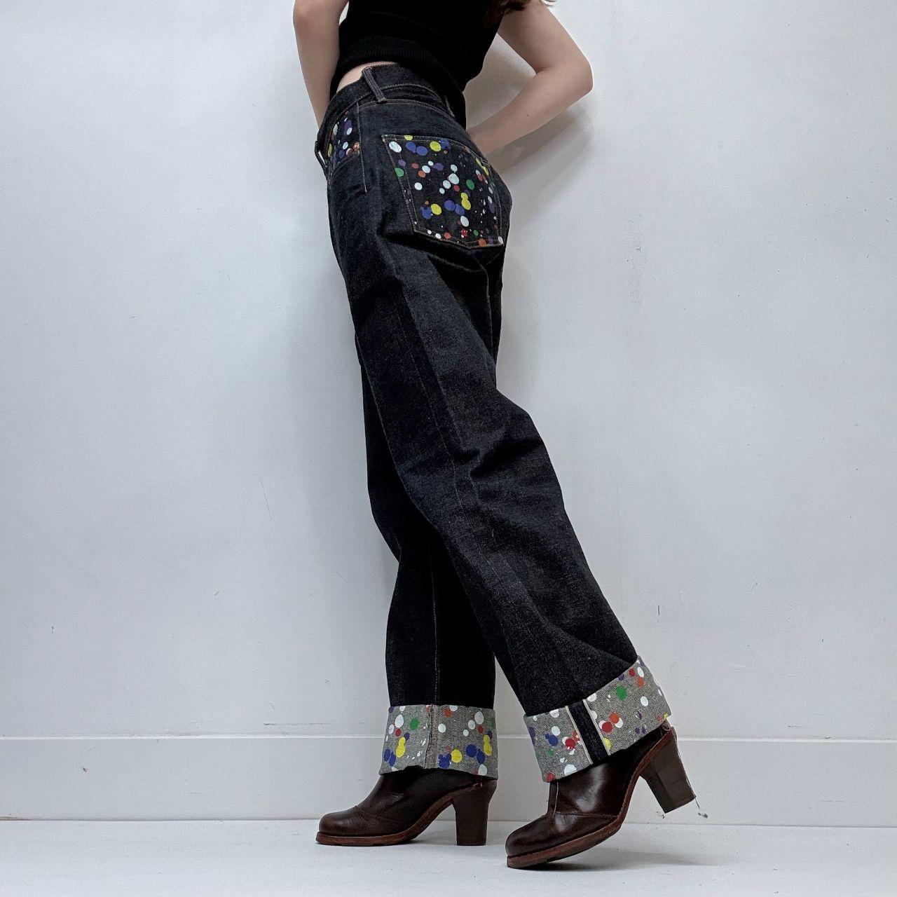 Dark denim salvage denim barrel leg jeans