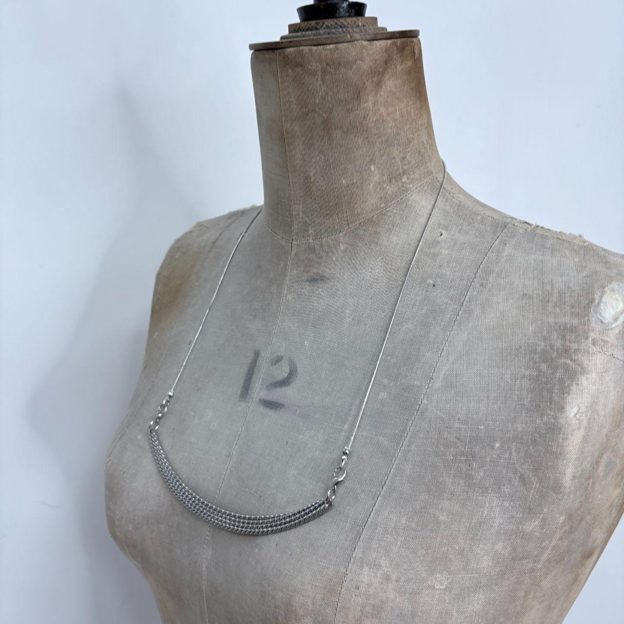 Long silver minimalist chain necklace