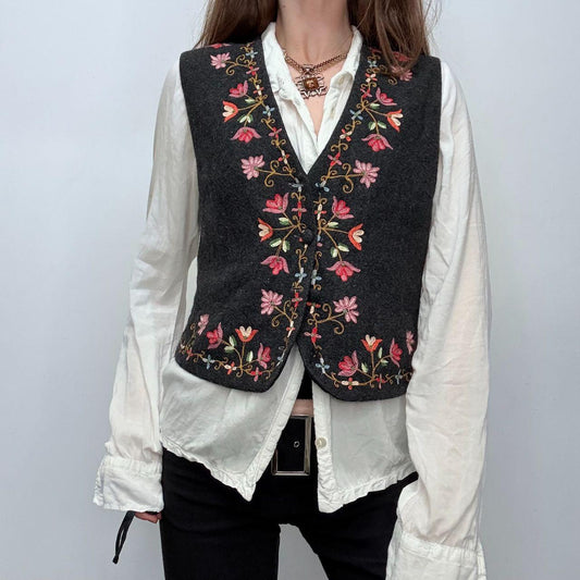 Floral embroidered boho waistcoat