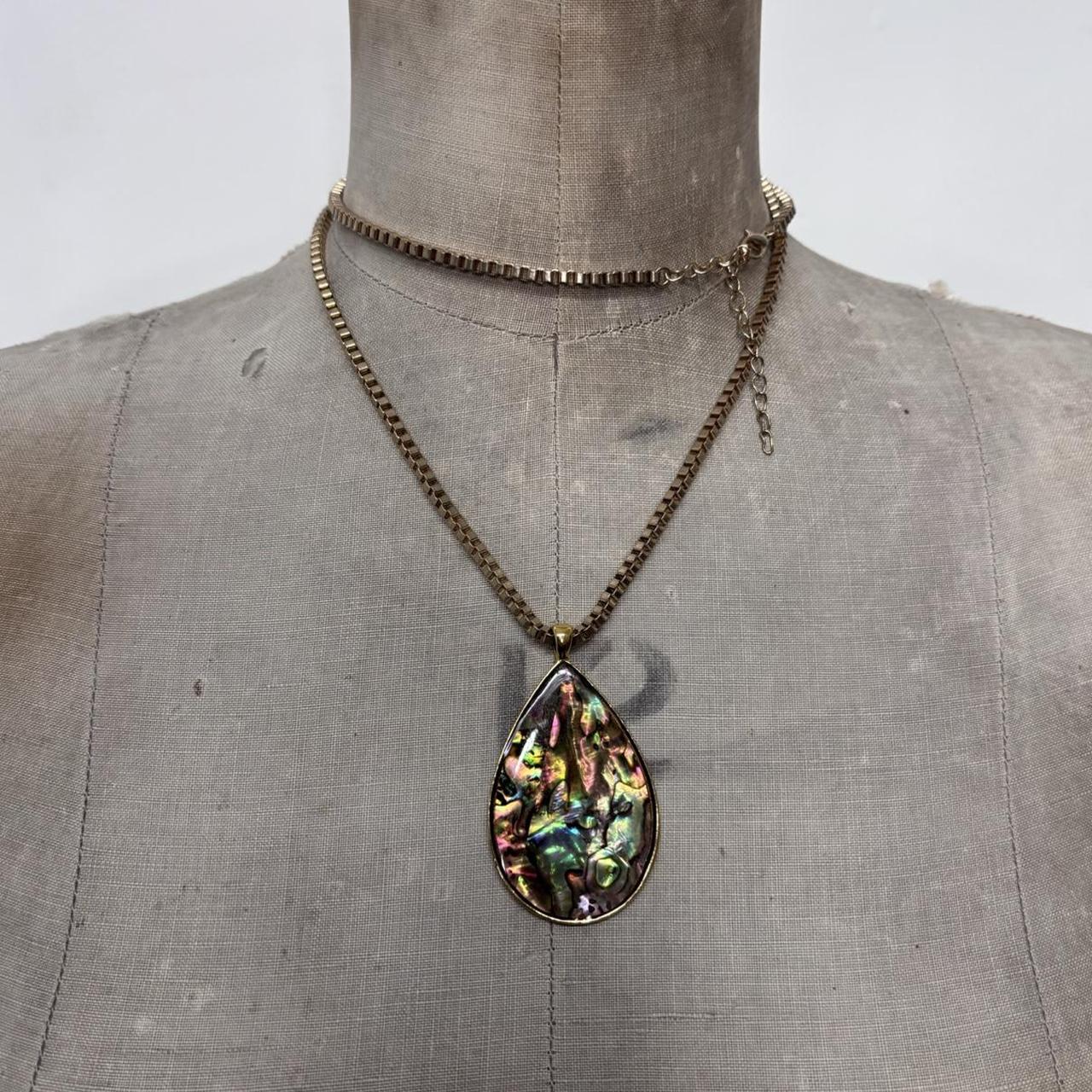 Gold box chain shell pendant