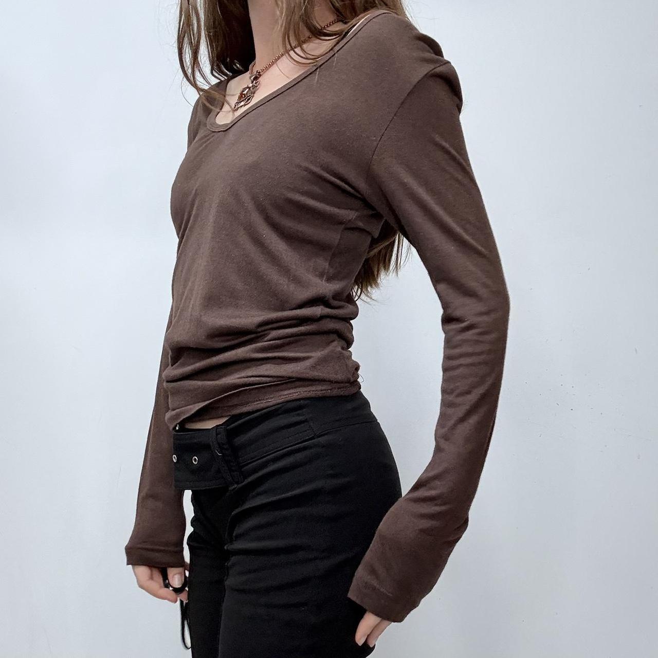 Brown slouchy wide neck t-shirt
