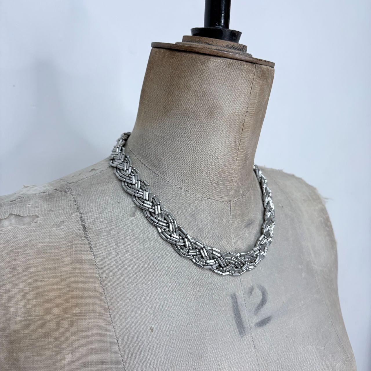 Silver beaded chain necklace