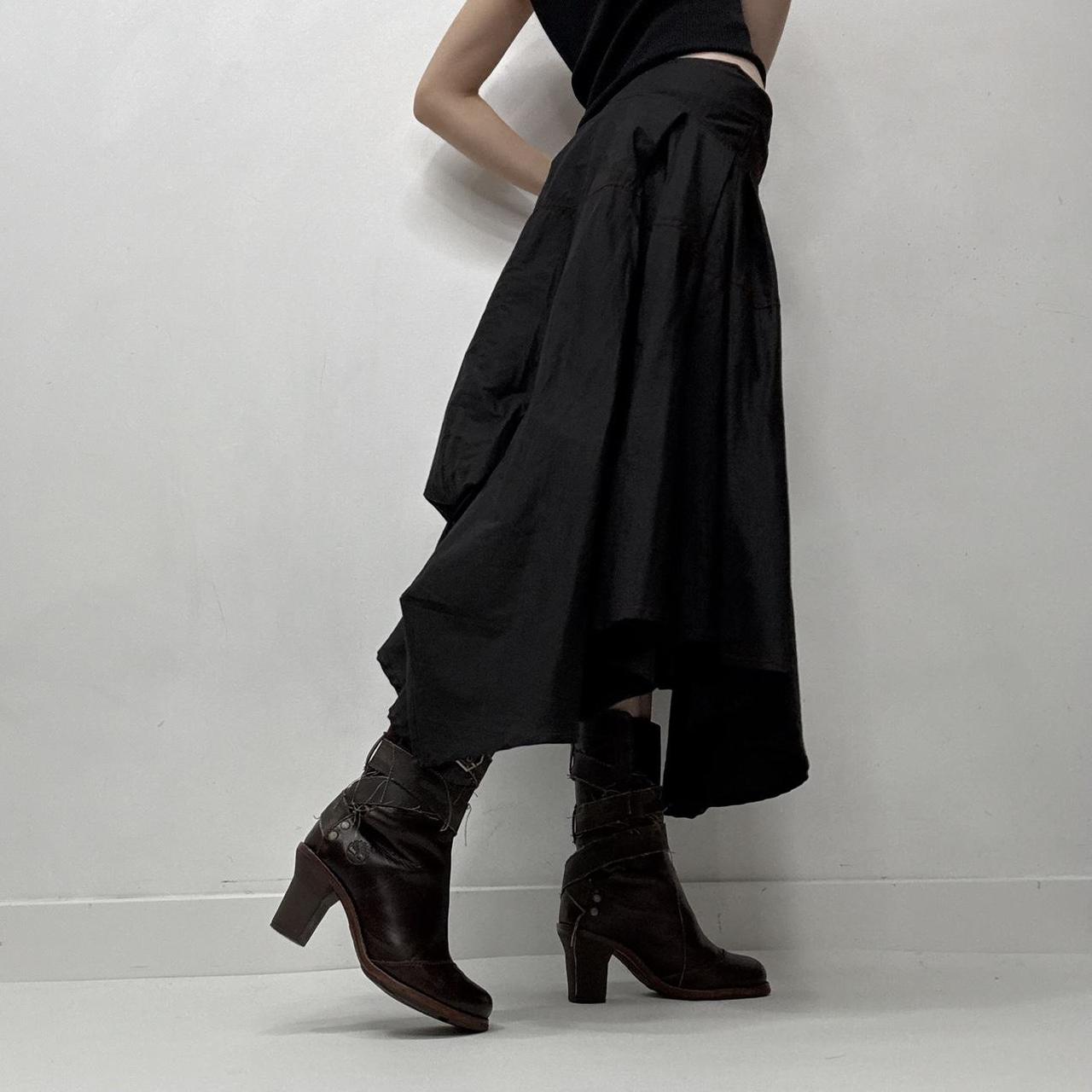 Black puff gathered grunge skirt