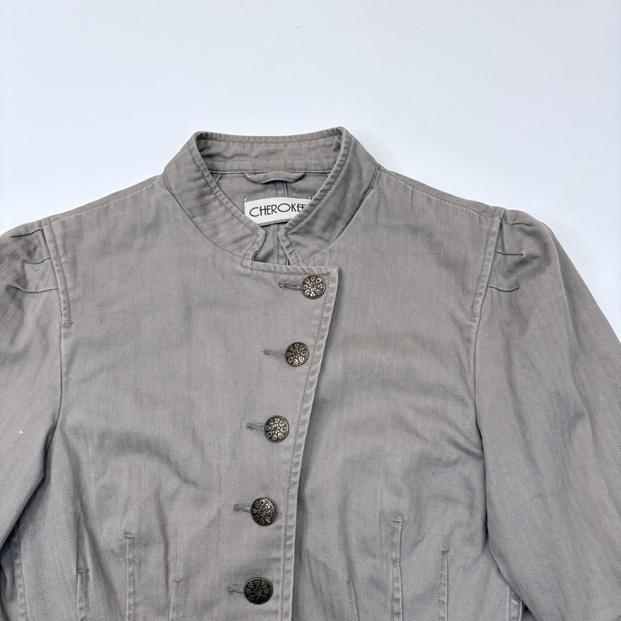 Khaki button-up utility millitary jacket