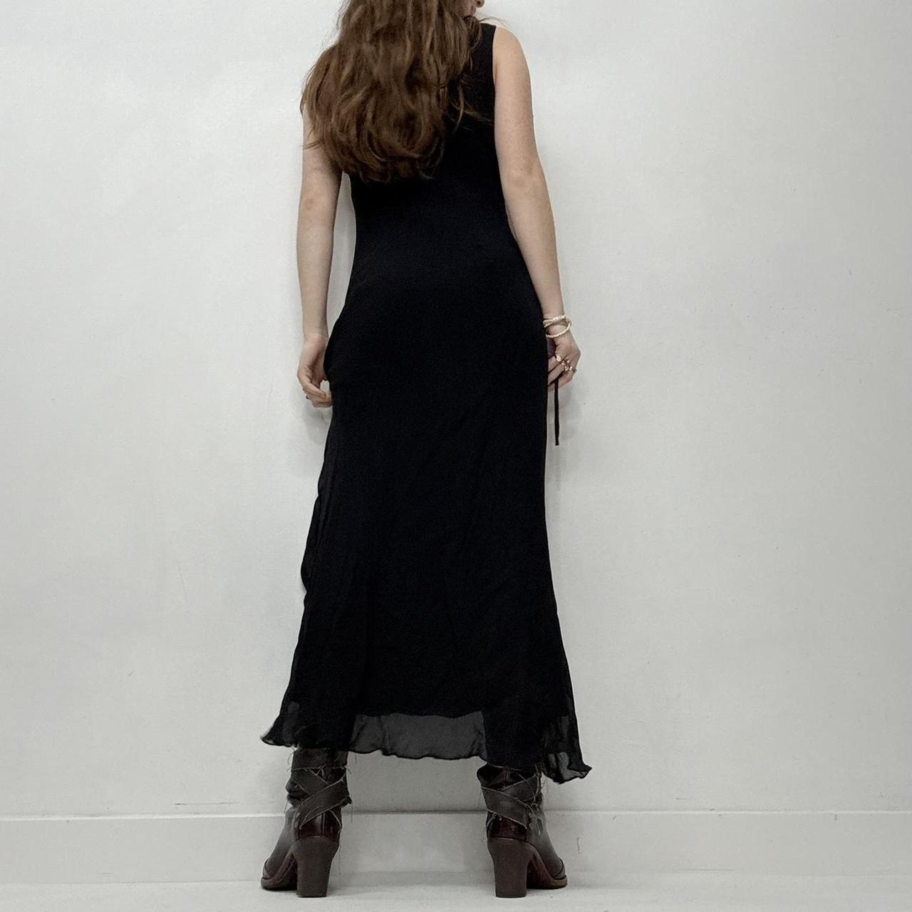Sheer black ruffle layered maxi dress