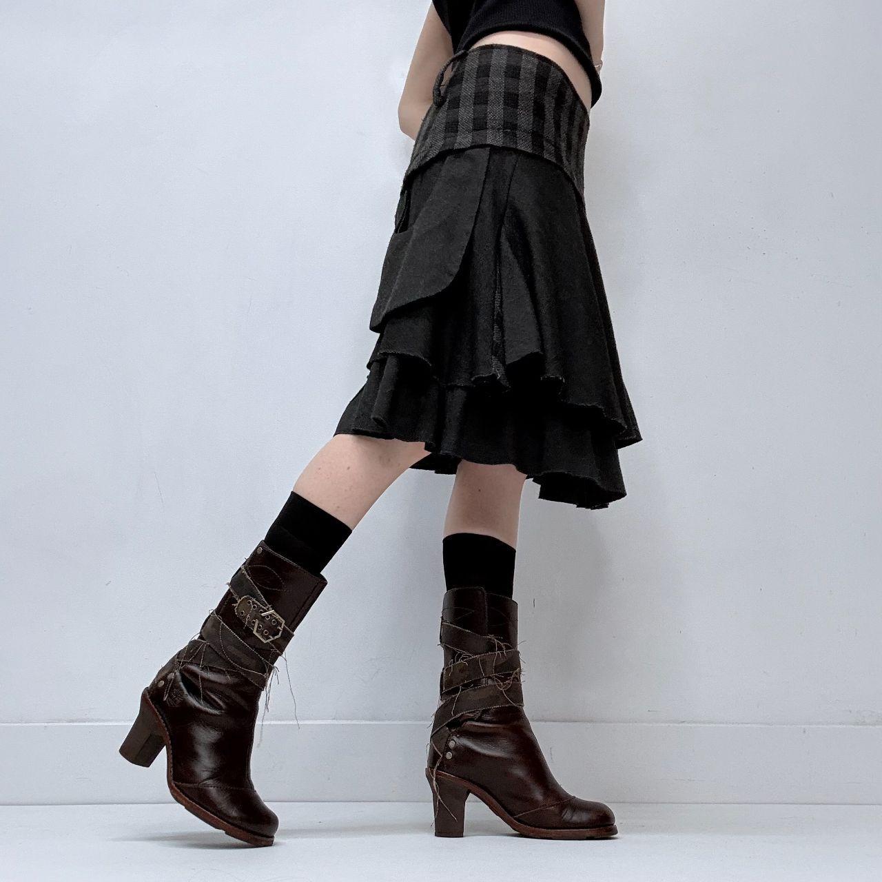 Layered black striped ruffle skirt