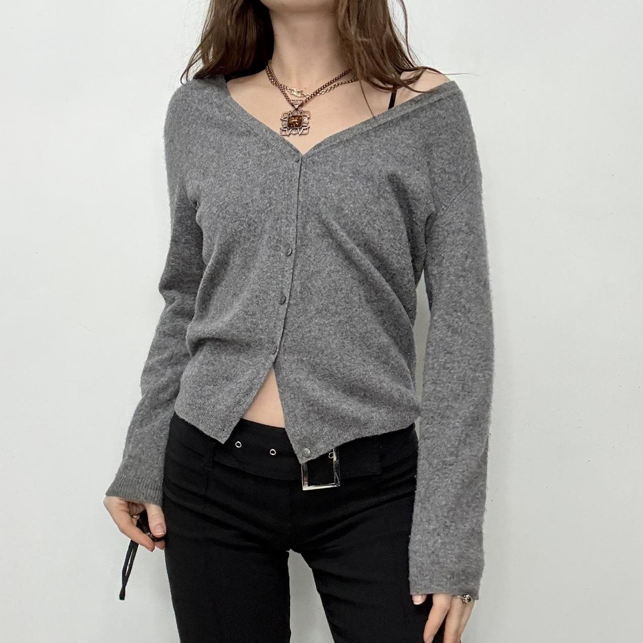 Grey wool button up slouchy cardigan