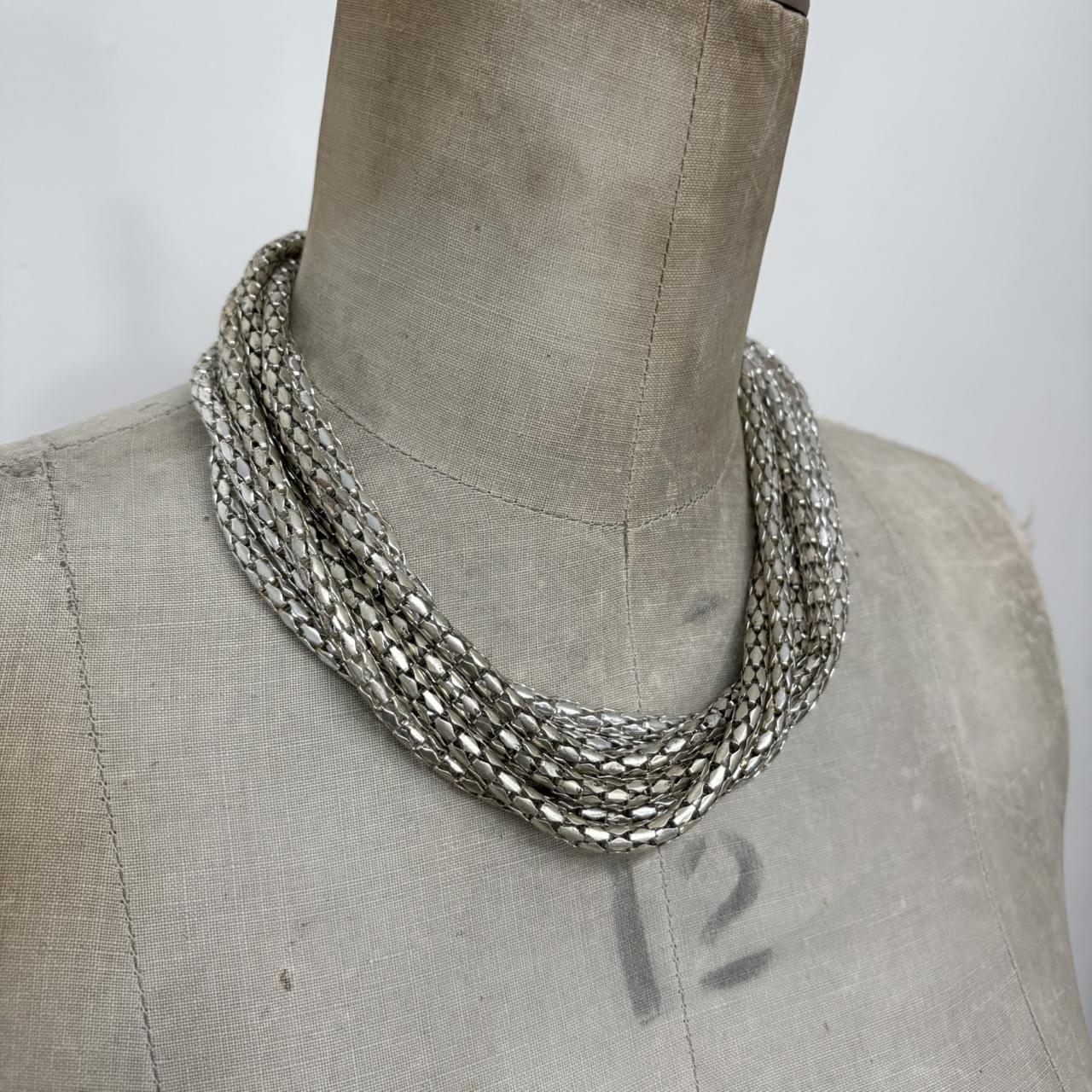 Layered silver chain necklace