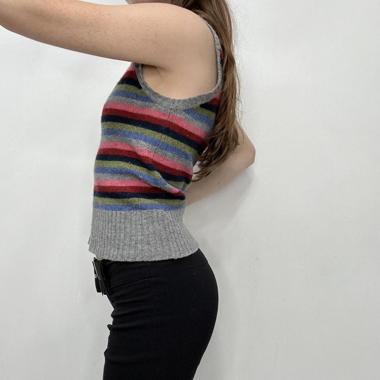 Grey striped wool knit vest