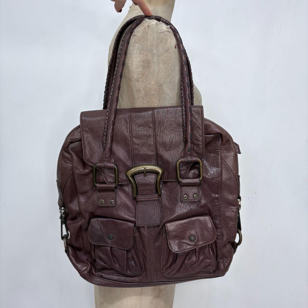 Chunky oversized brown leather bag