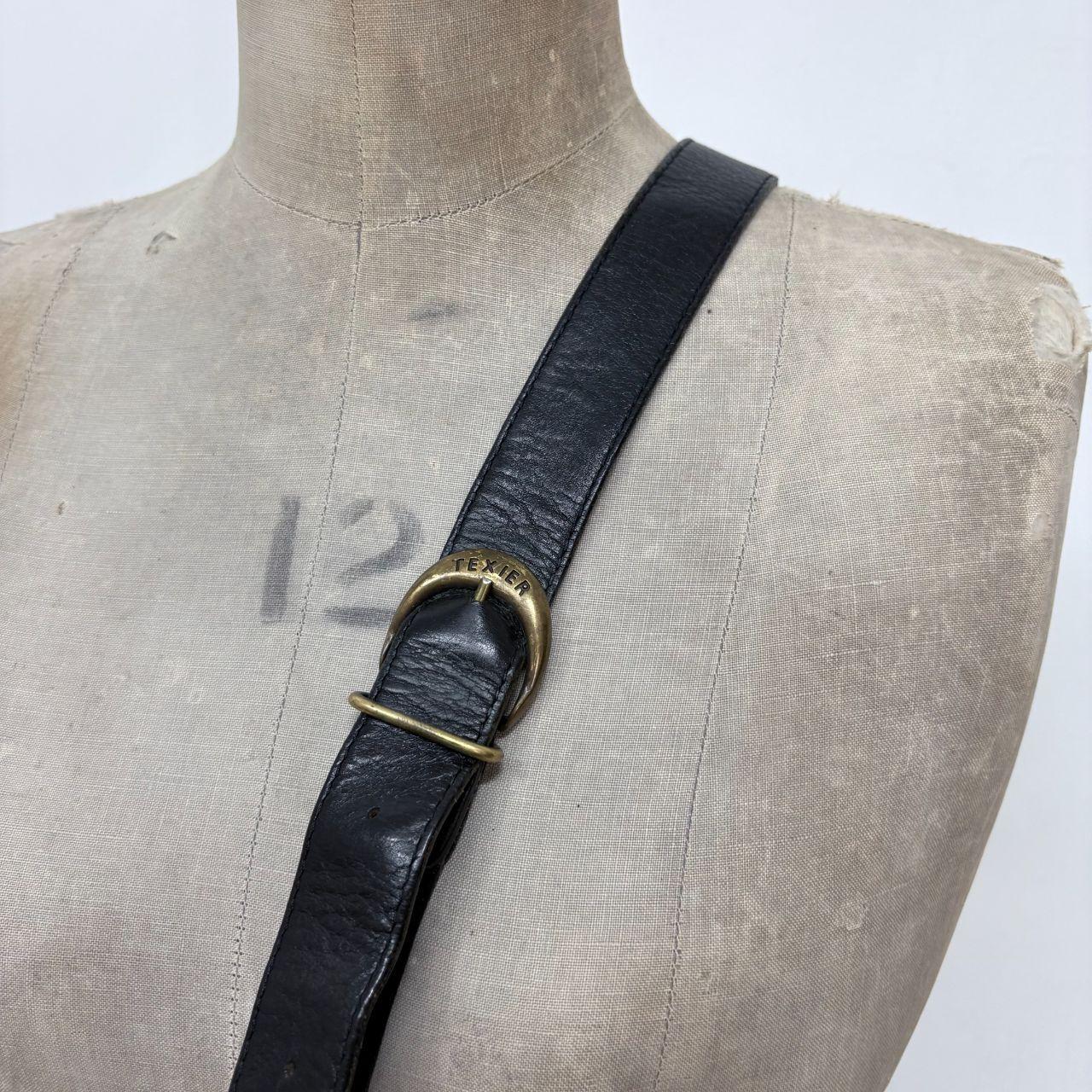 Black leather crossbody messenger bag