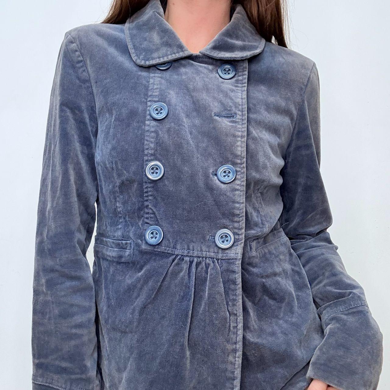 Blue velvet button peacoat