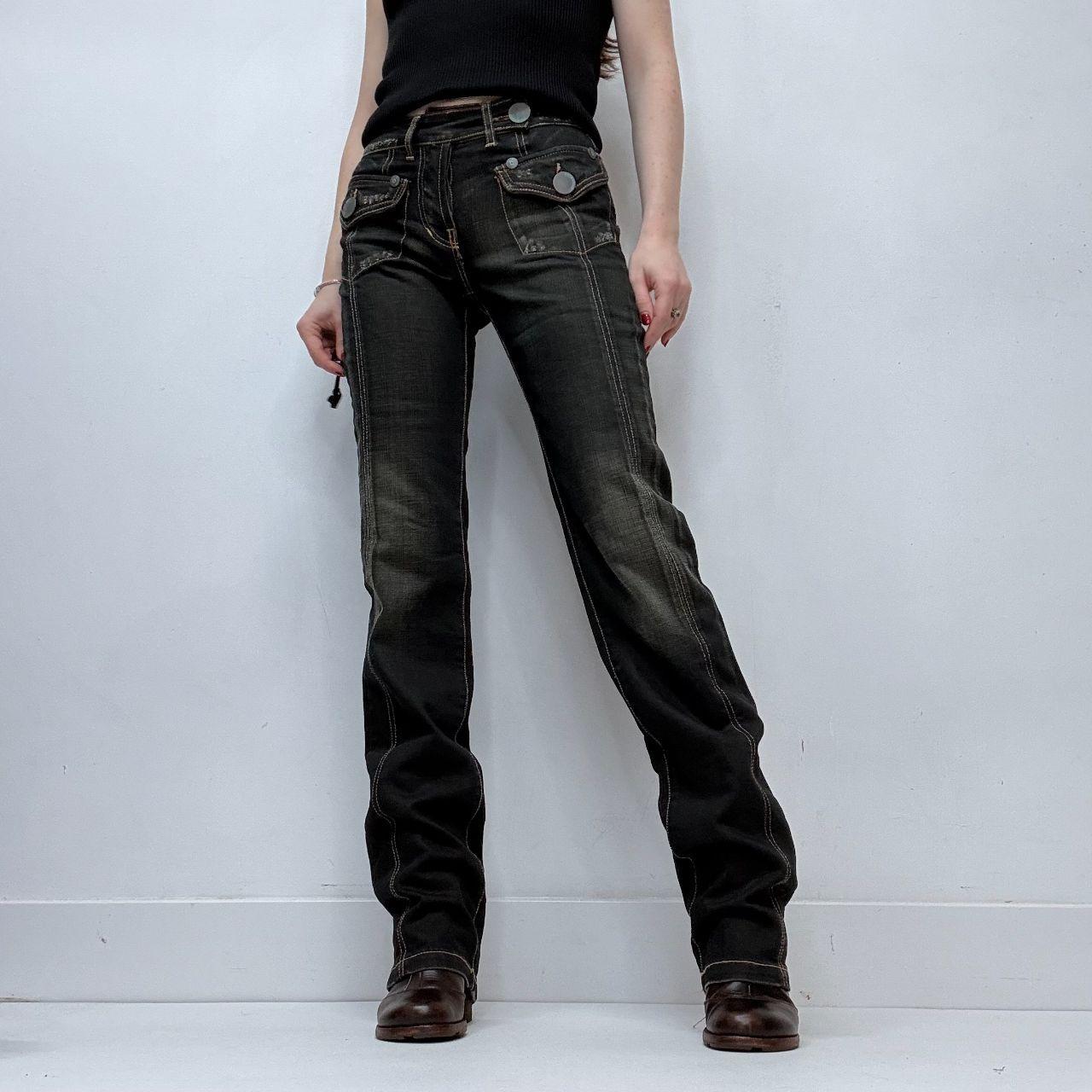 Straight leg darkdenim cargo jeans