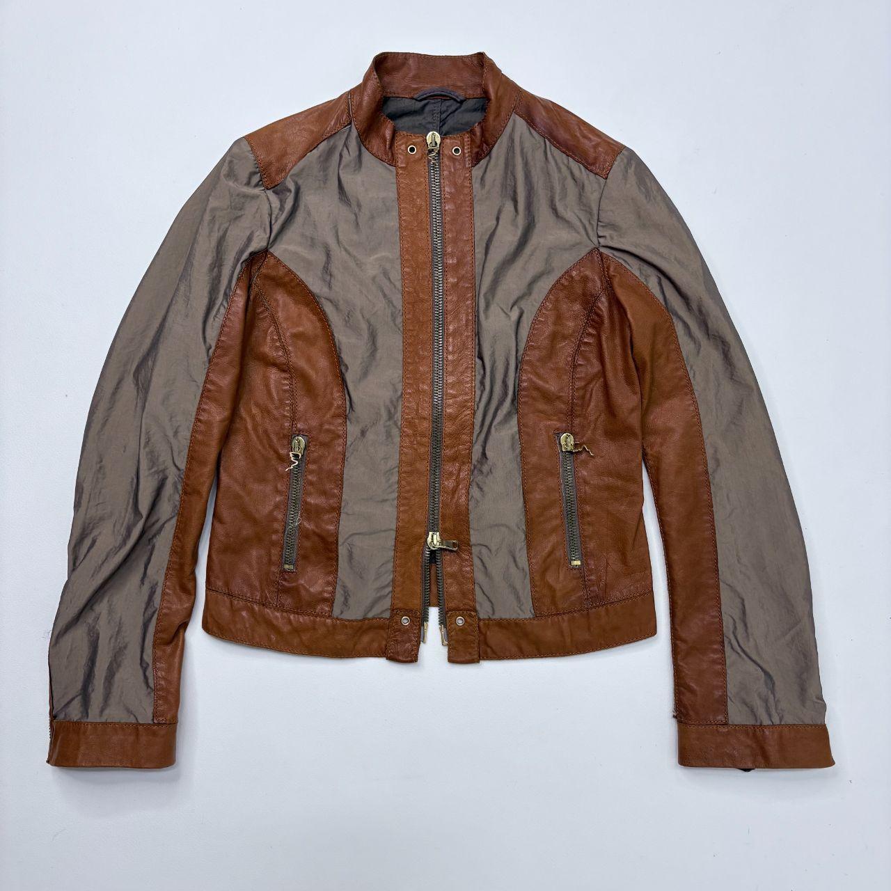 Tan flared leather jacket