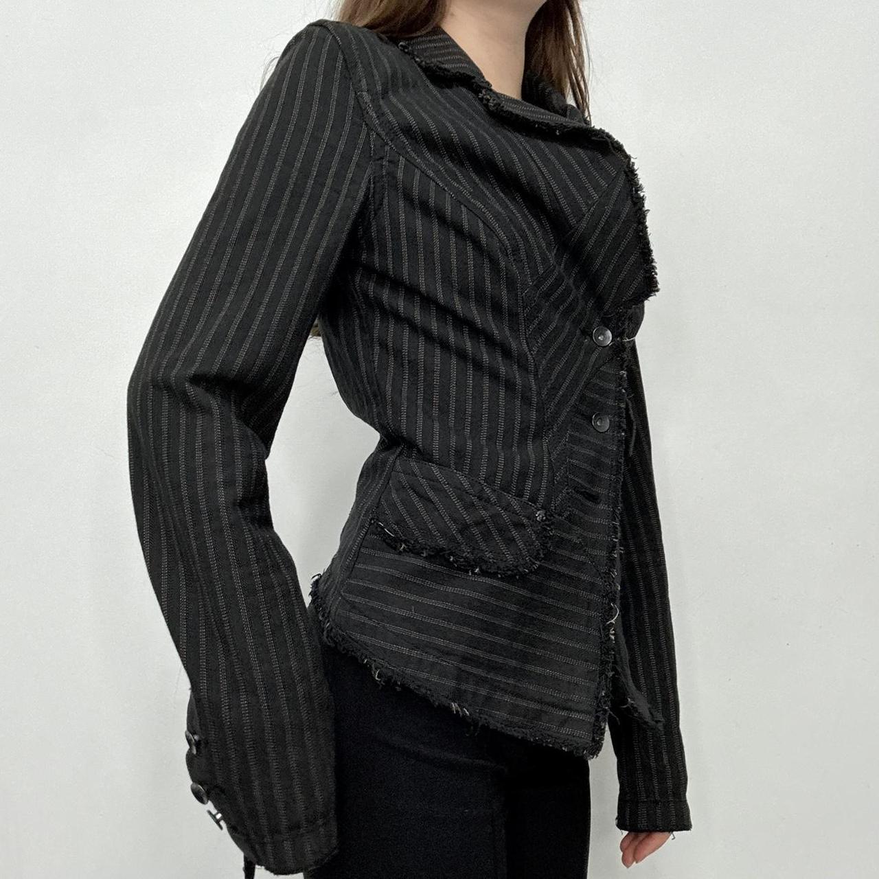 Pinstripe asymmetric fitted jacket